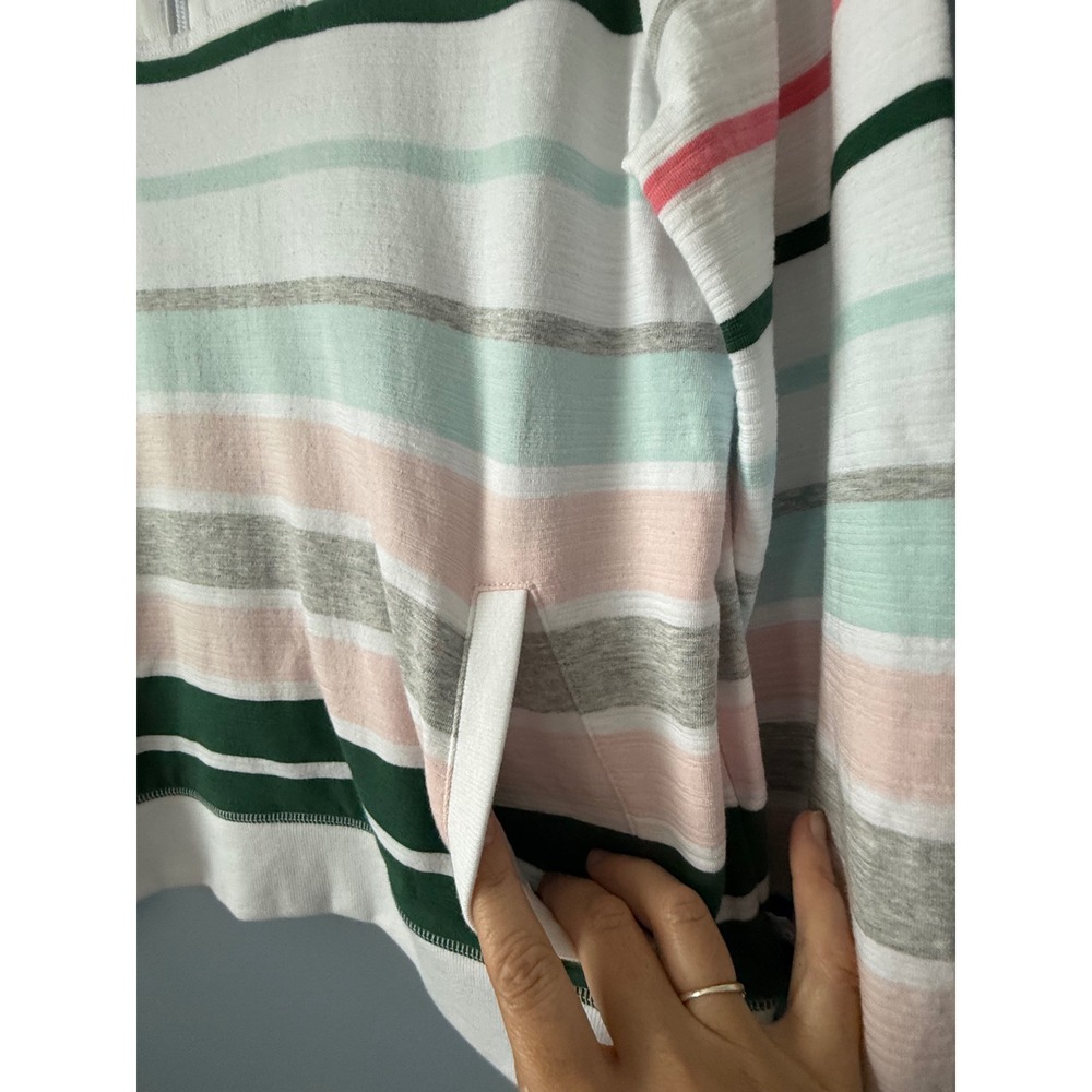 Women's Talbots Quarter Zip Striped Sweatshirt UPF 50+ Long Sleeve Size Medium - Picture 9 of 13